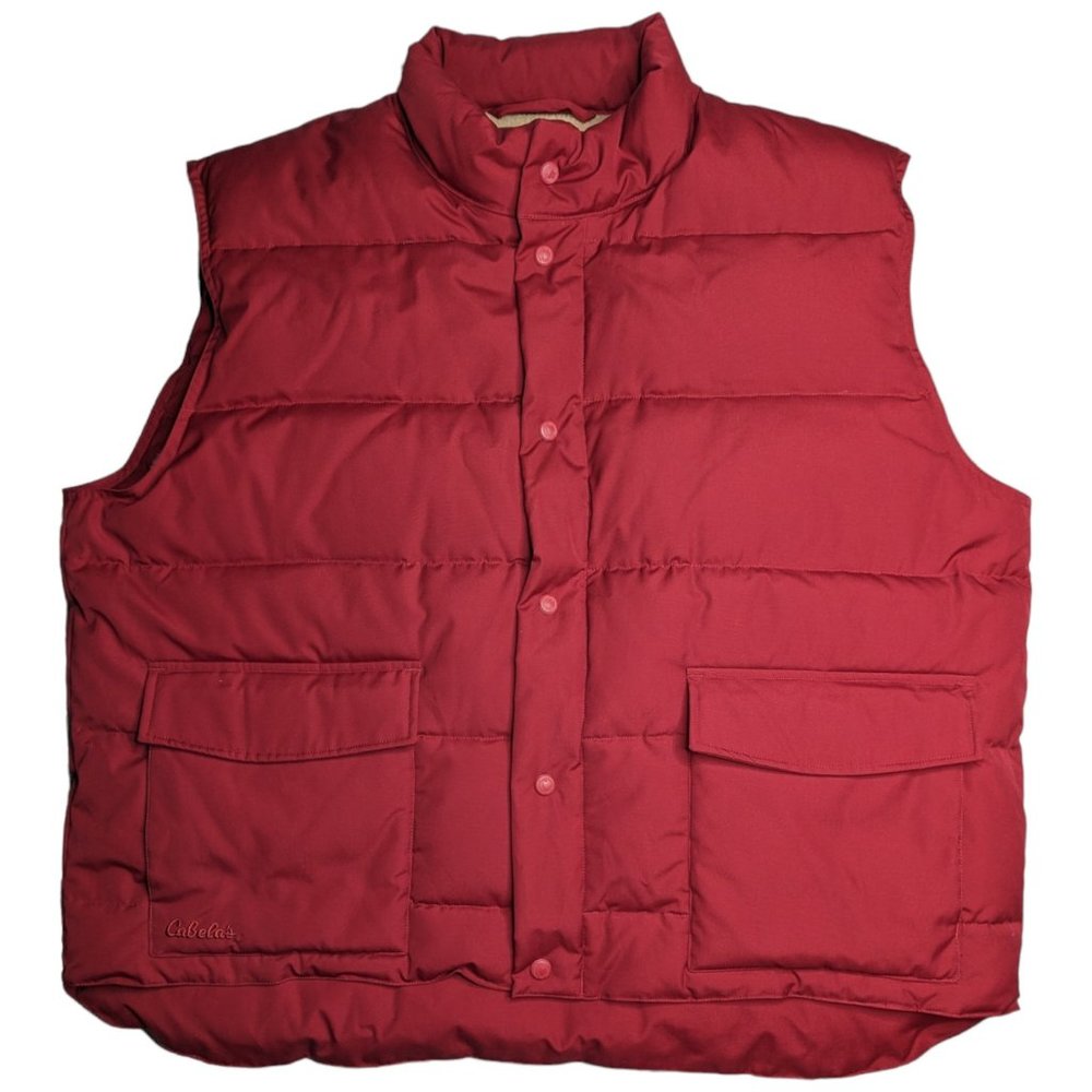 Cabela's Men's Red 550 Premier Northern Goose Down Fleece Lined Puffer Vest 2XL